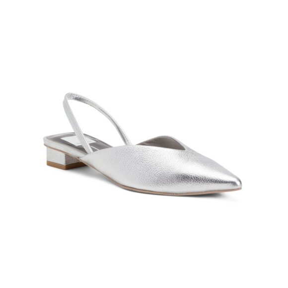 DOLCE VITA Silver Leather Byanca Slingback Flats - Picture 1 of 2